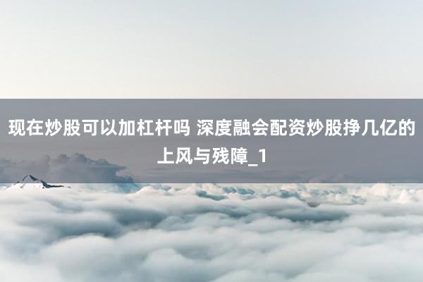 现在炒股可以加杠杆吗 深度融会配资炒股挣几亿的上风与残障_1